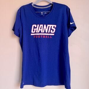 GIANTS NIKE Football Team apparel Dri Fit Blue‎ Shirt NFL swoosh short sleeve